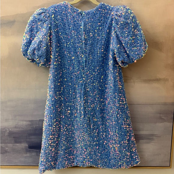 Lola & The Boys Blue Sequin Snow Angel Shimmer Dress - Picture 5 of 8